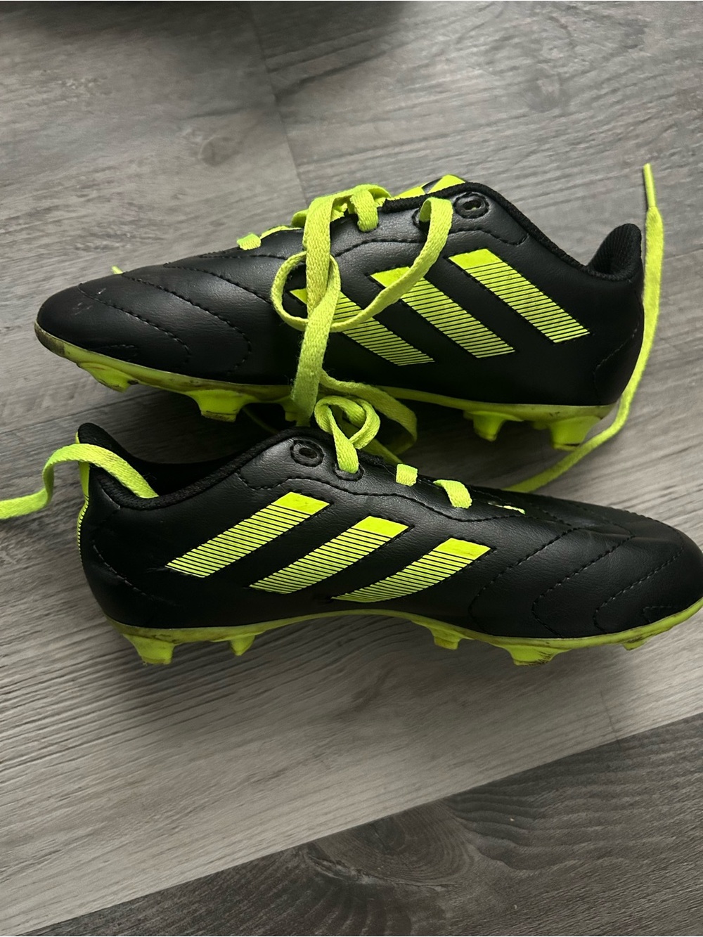 adidas Kids Black and Neon Yellow Soccer Cleats